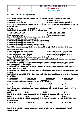 15 đề kiểm tra 1 tiết Toán hình 11 - Chương 3